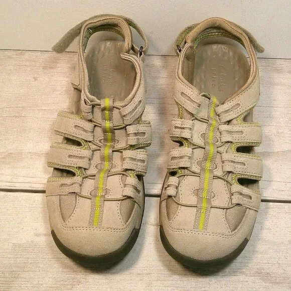 Clarks Gray Privo Leather Vapor Mist Leather Fisherman Sandals Women's Size 9.5 - Picture 7 of 7